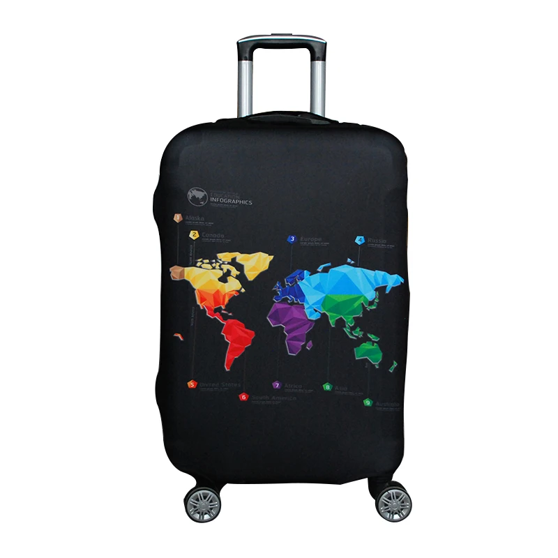

Black Abstract Map Suitcase Protective Cover Men's Elastic Luggage Travel Case Trolley Dust Rain Bags Accessories Supplies