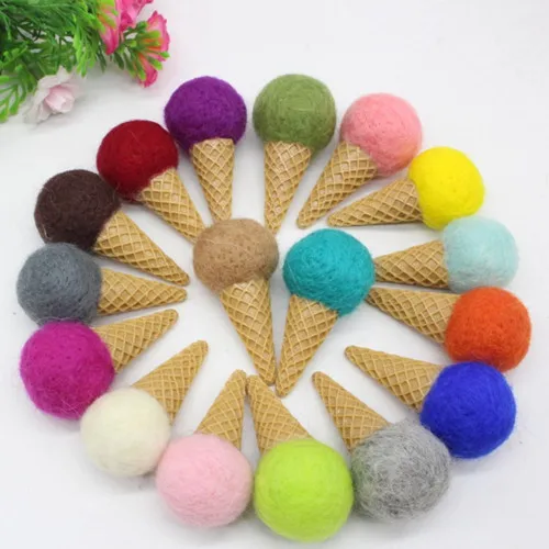 wool felt poke handmade work Japan cat panda icecream deer DIY wool ball jewelry hair accessories doll 4