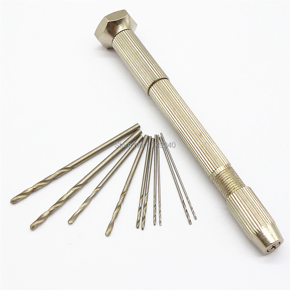 Swivel Head Pin Vice Mini Hand Drill With 10 Piece Mirco Twist Drill