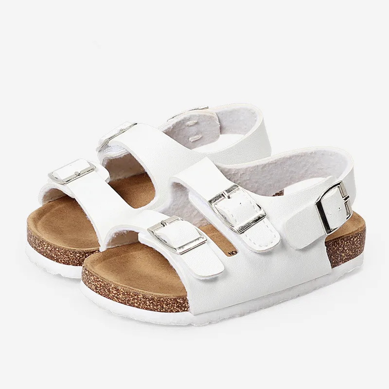 

2019 Children's Summer Shoes Baby Fit Kids Sandals for Girls Boys Beach Sport Leather Soft Sandal White Black Red Flat