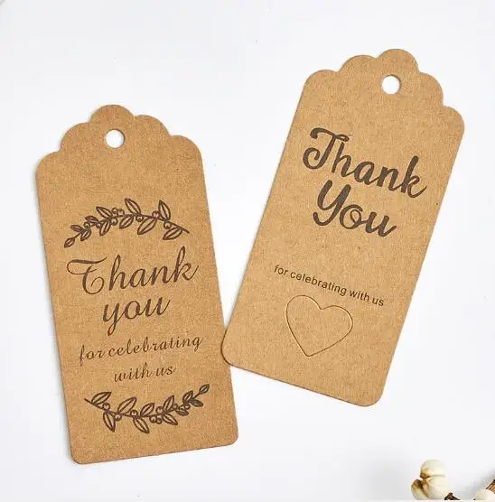 

200 X Thank you Brown Long Kraft Paper Mark Tags Party Favors Tags Wedding Favors Candy Boxes Decoration Tag Card Hanging Labels