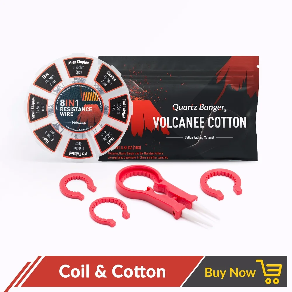 

Quartz Banger Volcanee RDA Cotton 8 in 1 prebuilt coil Wire Alien Clapton coil DIY Tool Heating Coil Wire Vape Cotton E Cig