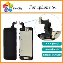 100% Test For Iphone 5C LCD display+touch screen digitizer+home button+bezel frame+front camera full assembly Black