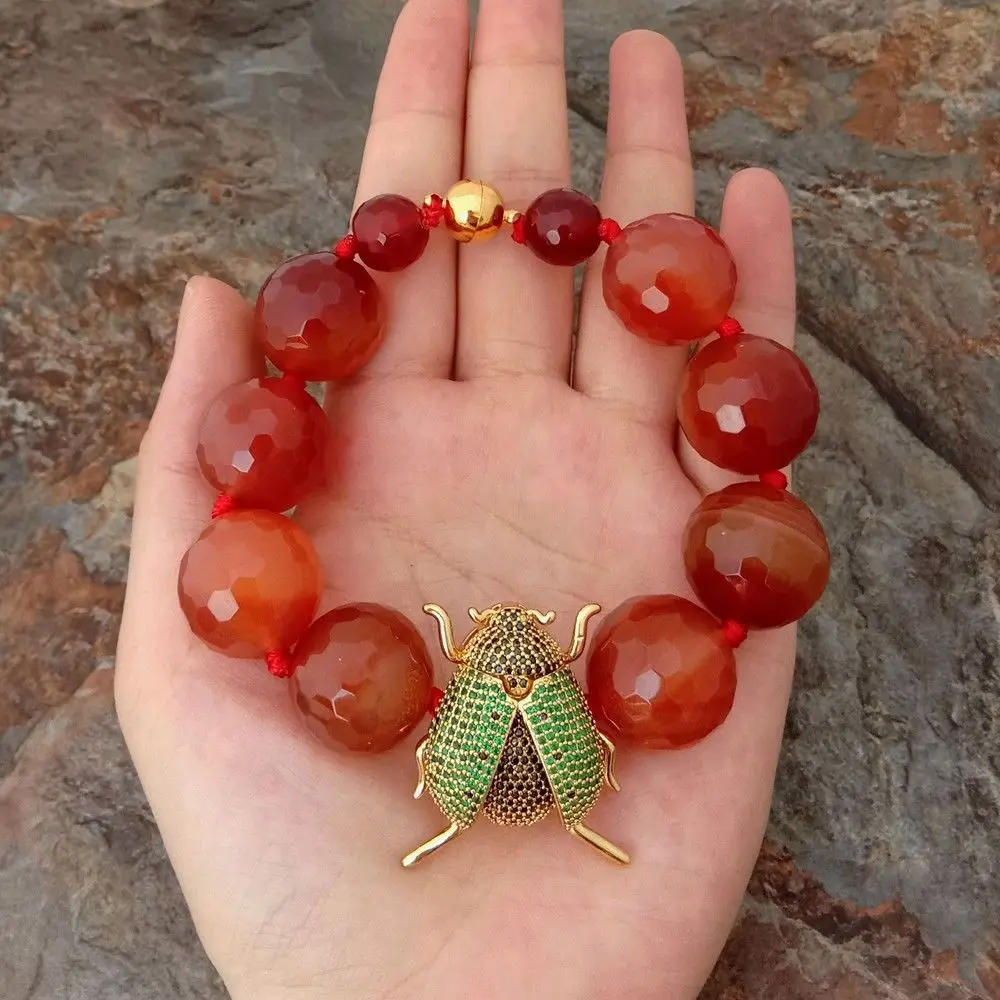 

9'' 20MM Red Stone CZ Beetle Connector Bracelet