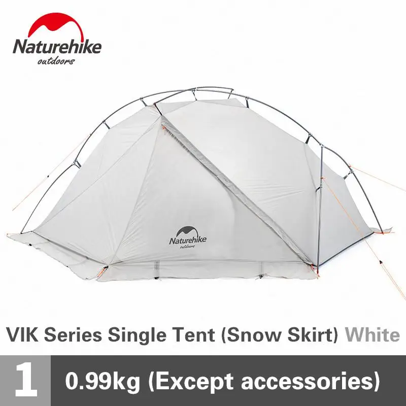 Naturehike VIK кемпинговая палатка 930 г Ультралегкая переносная походная палатка для одиночных людей, водонепроницаемая палатка для путешествий и пикника - Цвет: White-Snow Skirt