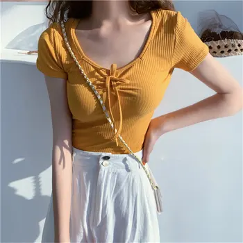 

Alien Kitty 2019 Summer Casual Fresh Loose Stylish Thin Slim Hot New Tops Short-Sleeved Pullovers Knitted Basic T-shirt 4 Types