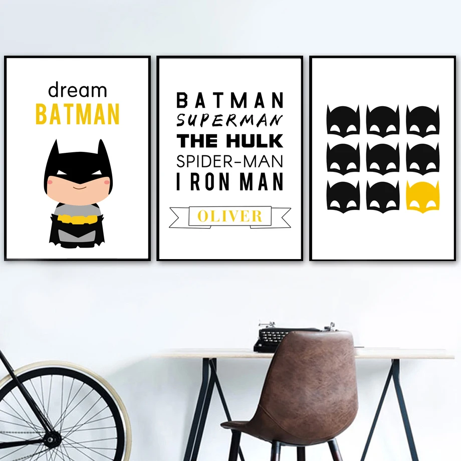 

Cartoon Superhero Batman Wall Art Canvas Painting Nordic Posters And Prints Wall Pictures For Baby Kids Room Art Print Decor