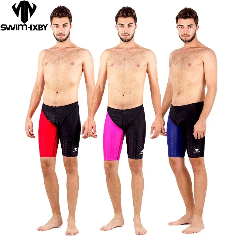 HXBY соревновательная гоночная одежда для плавания, Мужская одежда для плавания, мужские плавки для купания, мужские шорты для плавания, купальные костюмы Sharkskin Jammer Plus