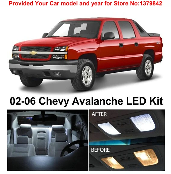 

Free Shipping 12Pcs/Lot car-styling Xenon White Canbus Package Kit LED Interior Lights For Chevy AVALANCHE 2002-2006
