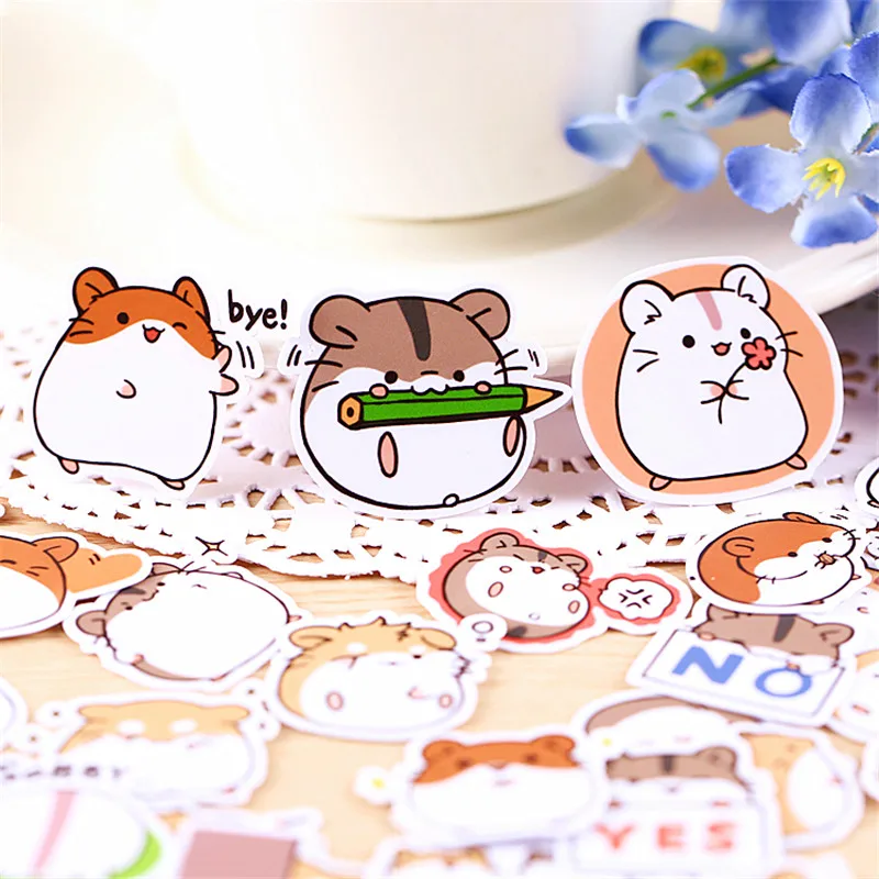 

40 pcs Fat hamster made in English Sticker for Kid DIY Laptop Waterproof Skateboard Moto phone Car Toy Scrapbooking Stickers