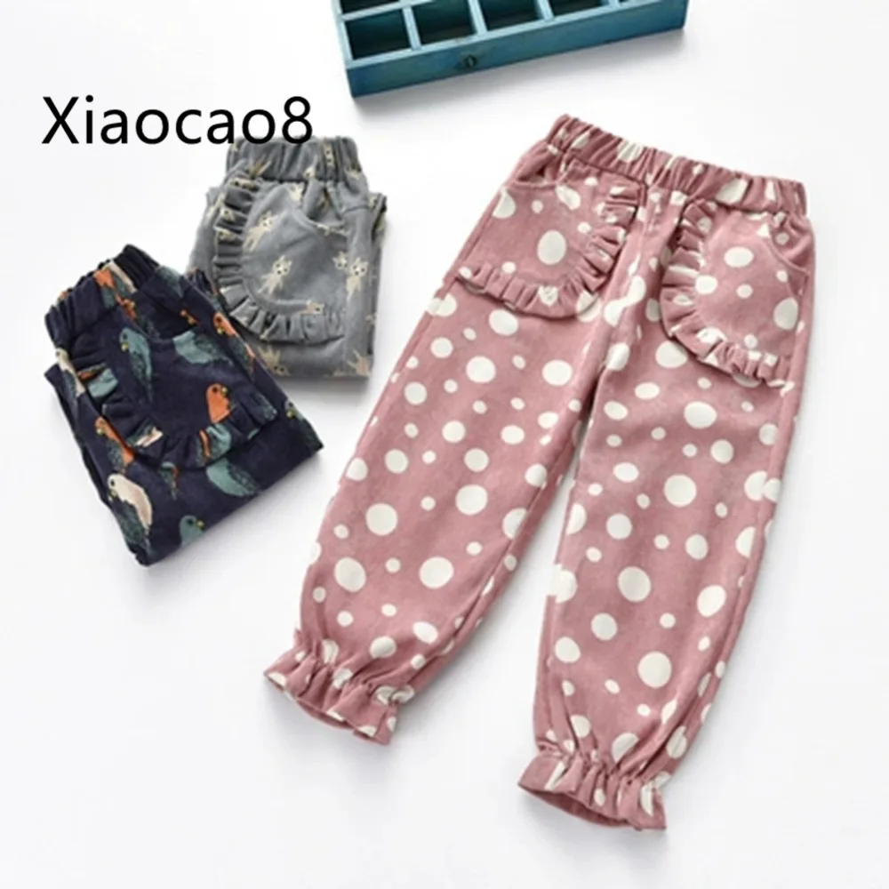 

2-7Y Baby Toddler Girl Clothes Spring Kids Pants for Girls Corduroy Print Full Length Pants Kid High Quality Girls Clothes 2019