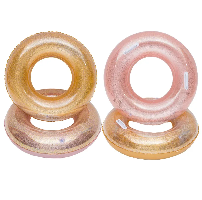 

New Style PVC Inflatable Swimming Ring for Kids Adults Sequin With Handle Crystal Summer Swim Circle Water Party Beach Pool Toy