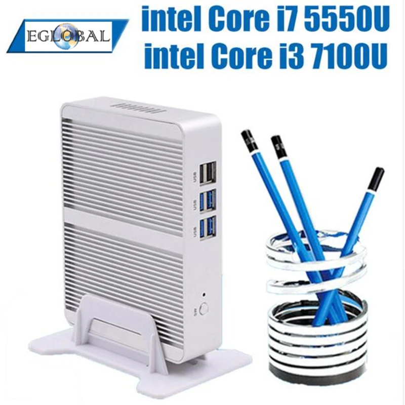 

EGLOBAL Fanless Mini PC Intel i5 7200U i3 7100U DDR4 DDR3 Nuc Computer Linux Windows 10 Pro 1*mSATA 1*2.5‘’SATA 4K HTPC HDMI VGA