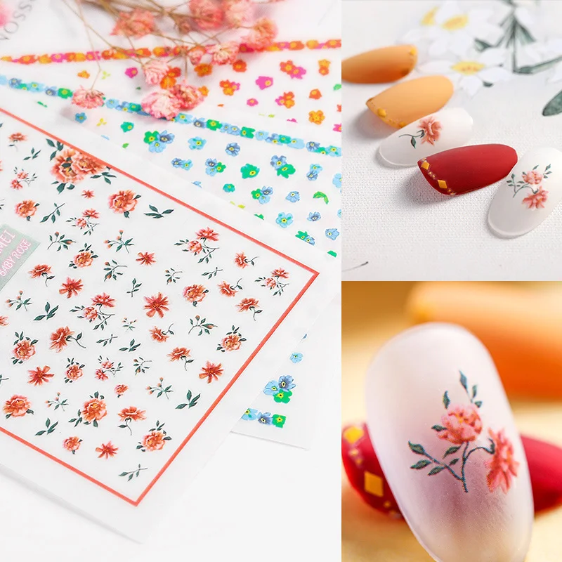 

New Fashion 1 Sheets 3D Water Decals Nail Art Stickers DIY Bohemia fresh flowers Nails Sticker Decorations Manicure Z089