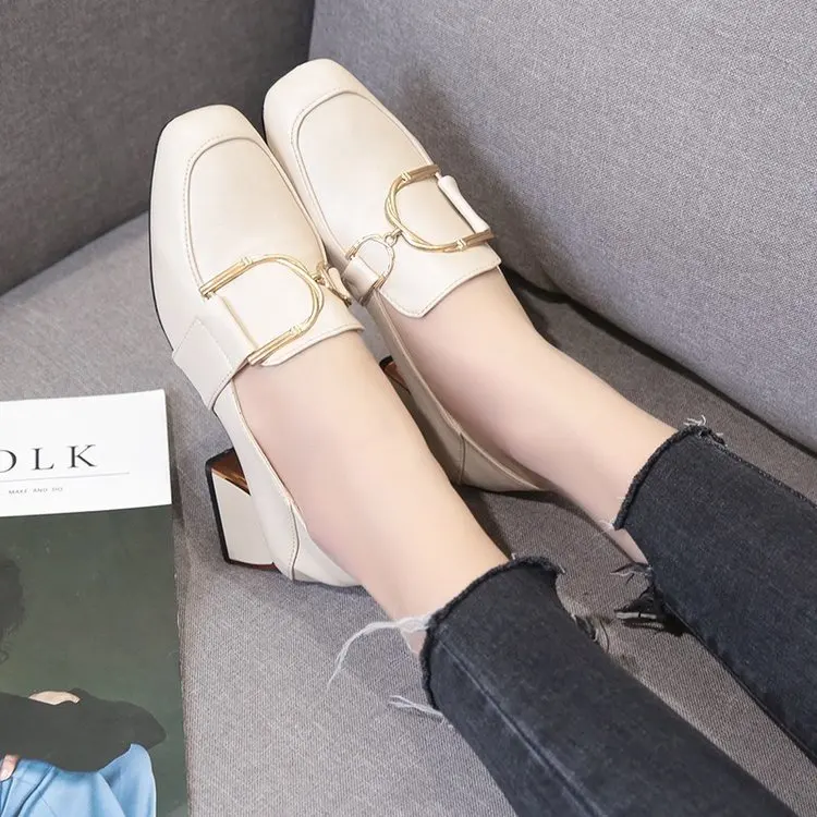 

2019 Women Pumps Fashion Spring/autumn Slip-On Square Toe Shoes Square heel med Heels Shoes Woman Wedding Party Pumps