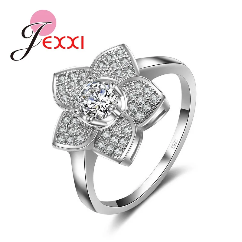 

Glamour Flower Shape Crystal Stone Ring Party Shopping 925 Sterling Silver Wholesale Price Cubic Zirconia Free Shipping