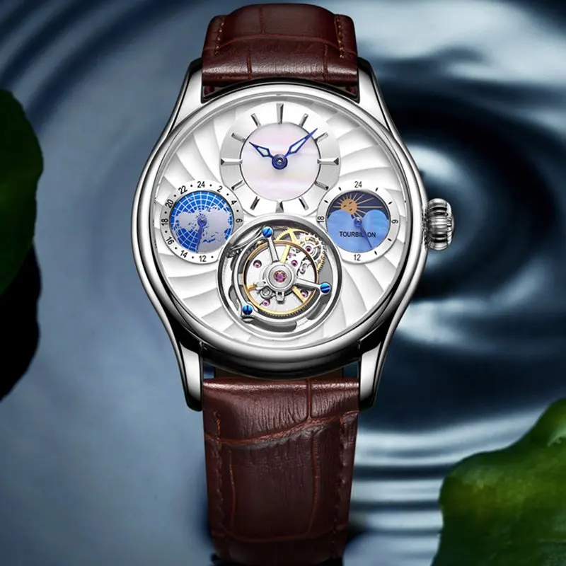AESOP настоящие турбийон механические Автоматические Мужские часы Лидирующий бренд роскошные часы с скелетом мужские сапфировые часы Relogio Masculino - Цвет: B
