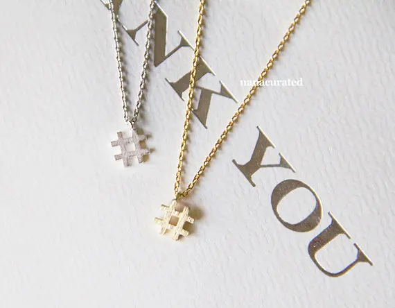Simple Initial Necklace  Hashtag Sign Necklace Trendy Symbol # Necklaces Typography Necklace