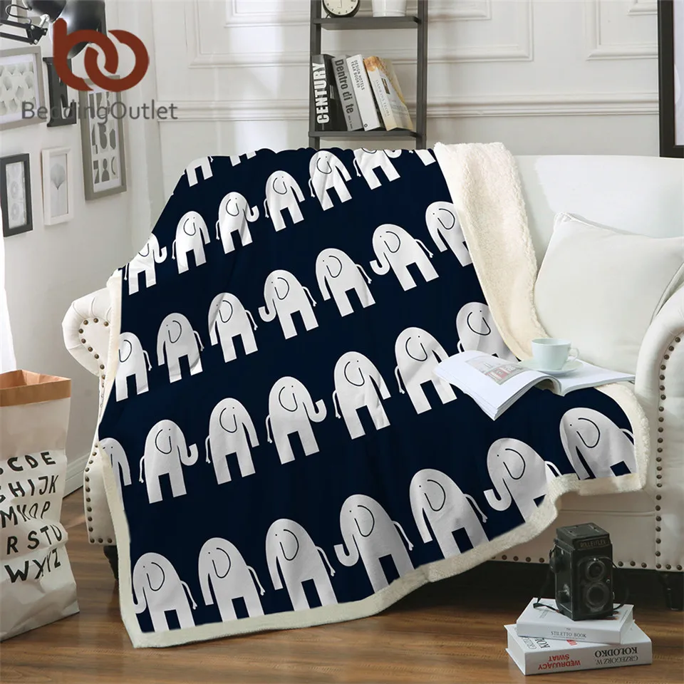 

BeddingOutlet Super Soft Cozy Velvet Plush Throw Blanket Cute Elephant on Blue Background Sherpa Blanket for Couch Throw Travel