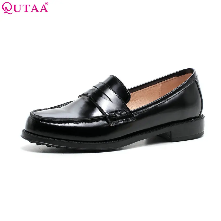 

QUTAA 2018 Women Pumps slip on fashion women shoes platform black round toe westrn style square heel Women Pumps Szie 34-39