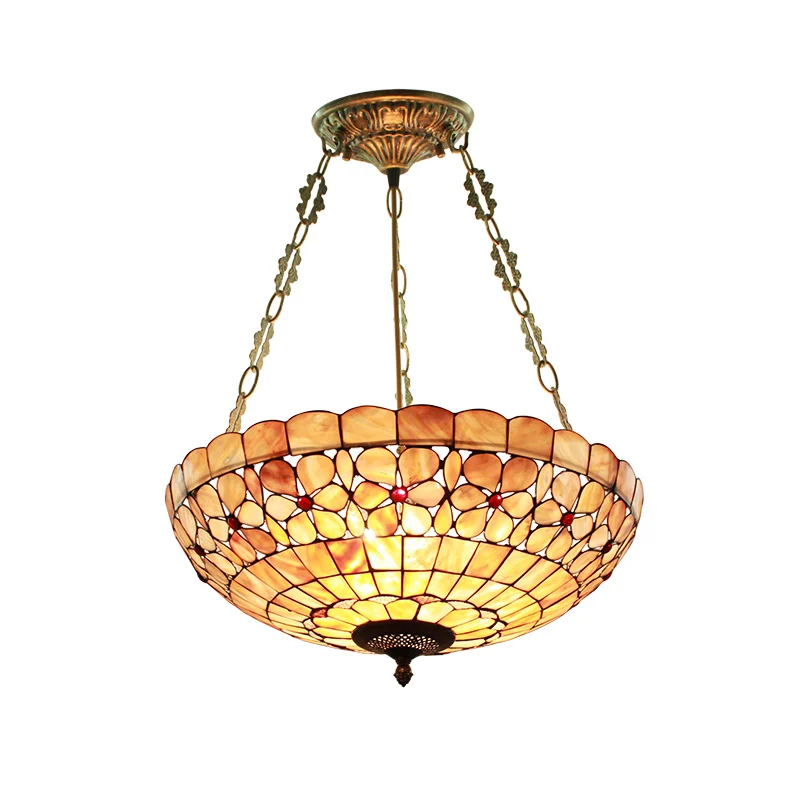 

European Garden Shell Pendant Tiffany color lighting living room / bedroom / study 20 special pearl flower lamp