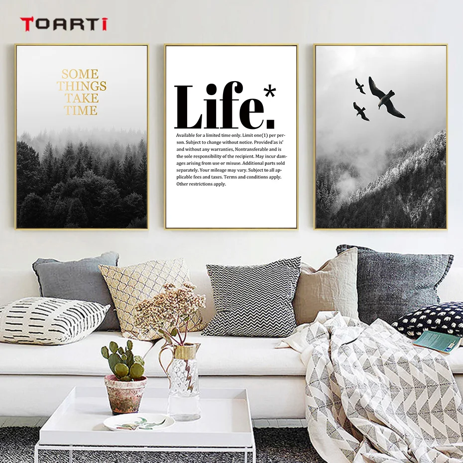 Animals&Landscape Wall Art Life Quotes Black&White Photo Modern Realistic Painting Vintage Posters&Prints Living Room Home Decor (6)