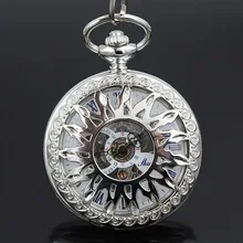 Skeleton Hollow Case Roman Number White Dial Hand Wind Mechanical Mens Pocket Watch W/Chain Antique Vintage Steampunk Watch