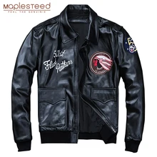 MAPLESTEED Bomber Flight Jacket Men 100% Natural Calf Skin Jacket Soft Air Force Pilot Leather Jackets Mens Coat Autumn M194