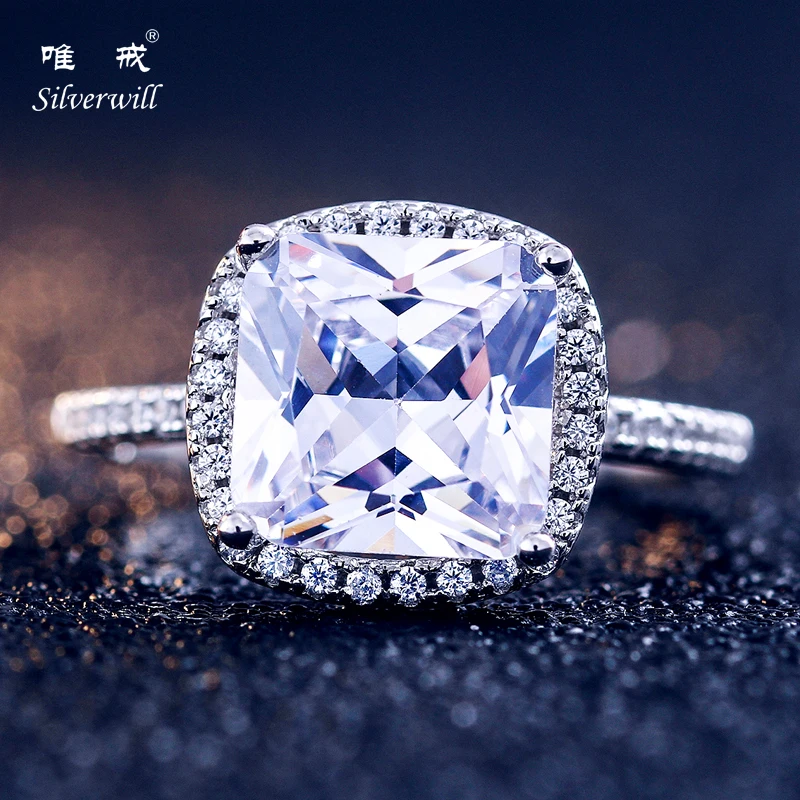 Серебряное кольцо Silverwill из стерлингового серебра 925 пробы с большим 3ct