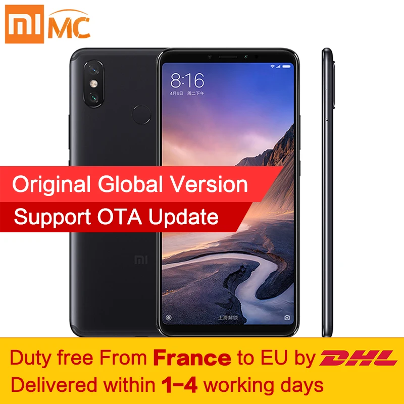 Глобальная версия Xiaomi Mi Max 3 4 GB 64 смартфон 6 9 &quot1080 P полный экран Snapdragon 636