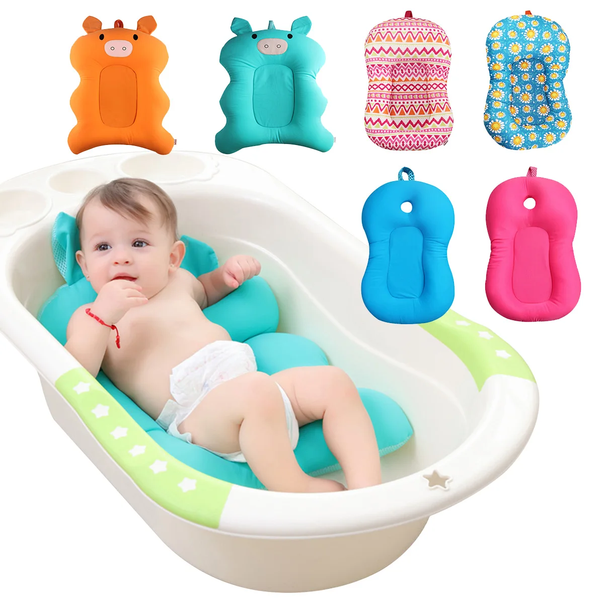 buy Baby Shower Portable Air Cushion Bed Babies Infant Baby Bath Pad Non Slip Bathtub Mat Newborn Safety Security Bath Seat Support