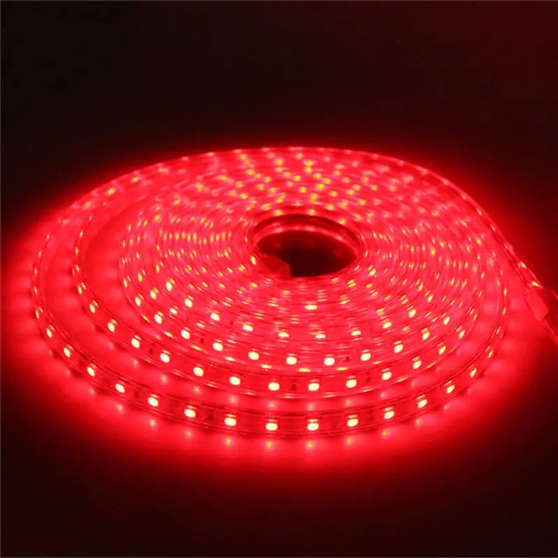 KZKRSR SMD 5050 AC220V Светодиодная лента гибкий светильник 60 Светодиодный s/m ip67 Водонепроницаемый ленточный светильник с вилкой питания от 1 до 25 м wiith EU Plug - Испускаемый цвет: Red