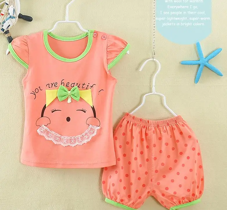

2018 summer children clothing set girls Cute short-sleeve T-shirt pant baby clothes kids sport suit Kids