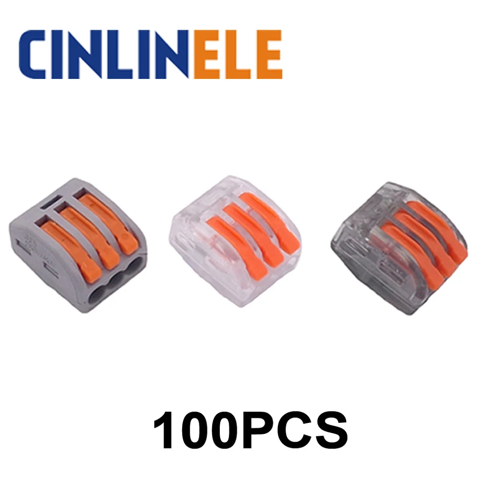 

100pcs WAGO mini fast Wire Connector 222-413(PCT213) Universal Compact Wiring Connector 3 pin Conductor Terminal Block