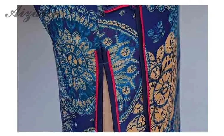 2019 новый модный принт Cheongsam мать Винтаж Длинные платья для женщин традиционные китайское платье Qipao подобные шелковые Qi Pao Халат