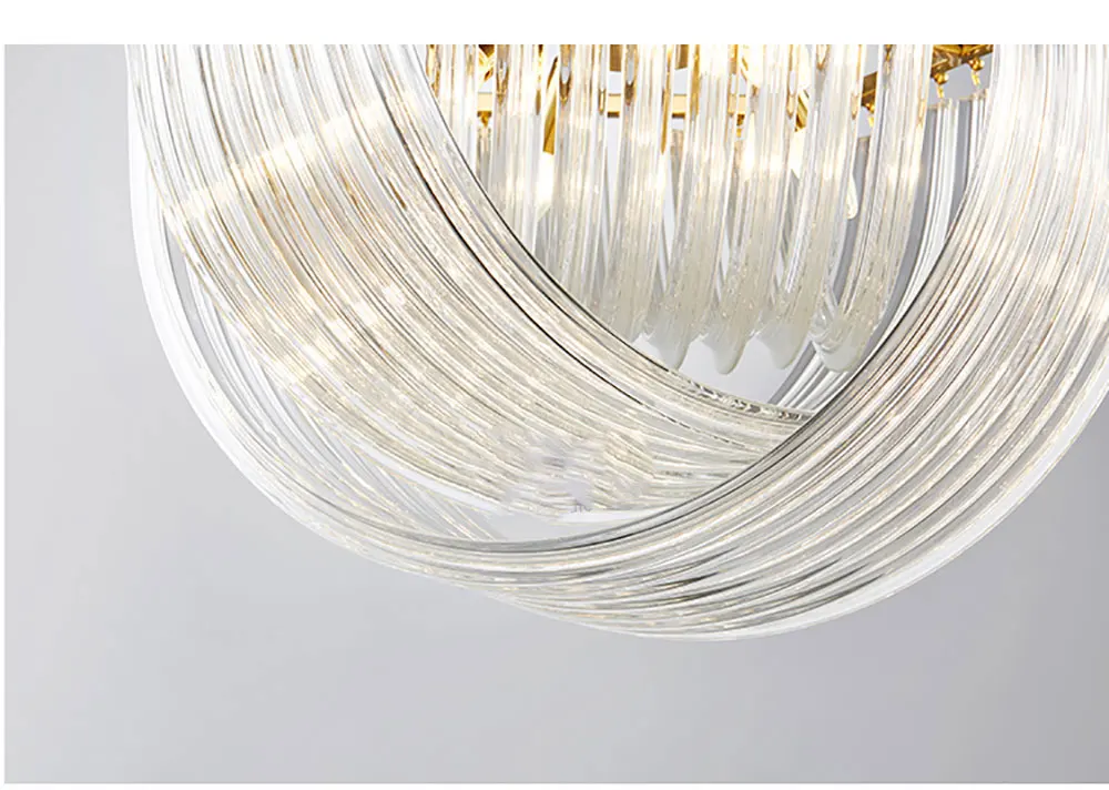 Современная роскошная подвесная люстра из Золотого Металла с изогнутой стеклянной трубкой, подвесной светильник для столовой и стола, Подвесная лампа