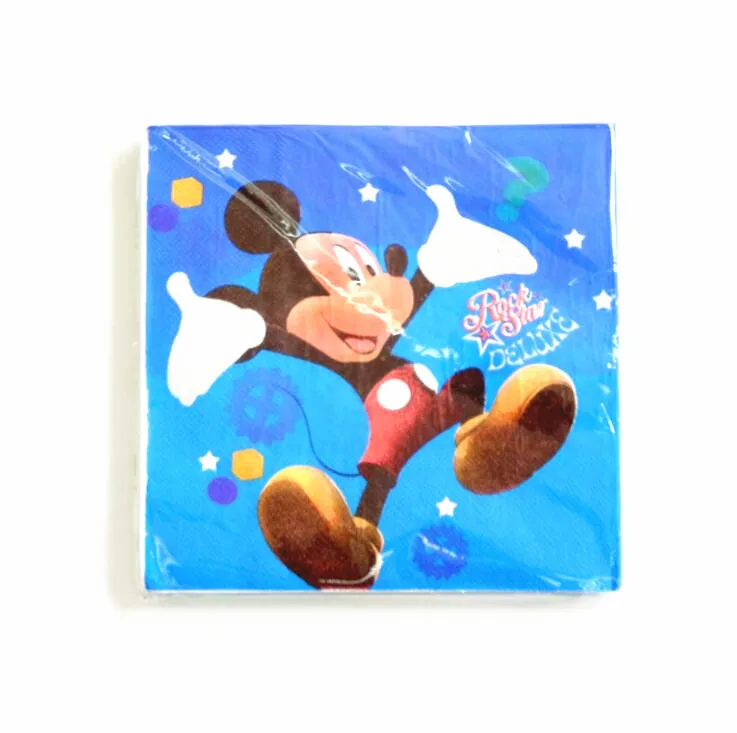 20pcs Mickey Mouse Napkins Kids Birthday Party Favors Mickey Paper Napkins Disposable Tableware Mickey