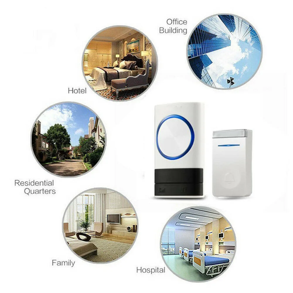 

300M Wireless Doorbell Remote Waterproof LED Wireless 45 Songs Chime Door Bell
