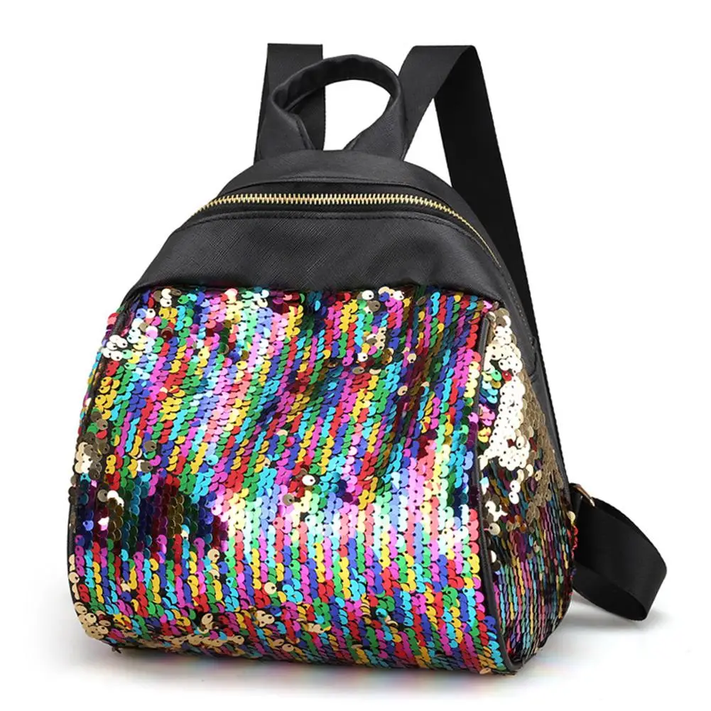 

Yfashion Women Fashionable Sequin Backpack Ladies PU Mini Shoulder Bags Girl School Backpack