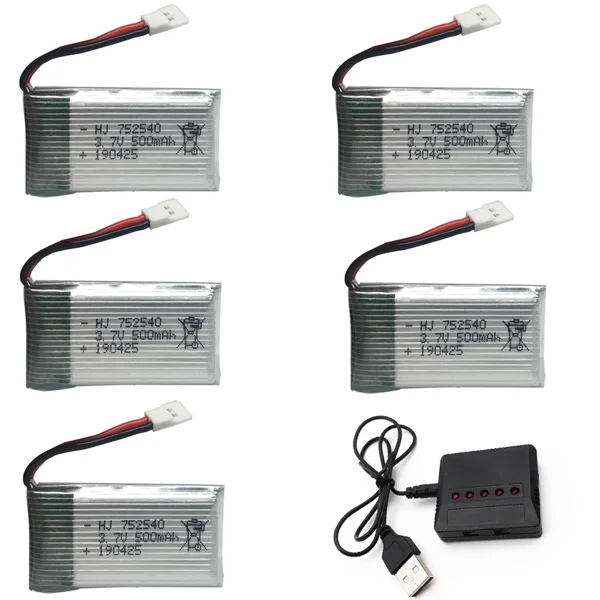 3,7 V 500 mAh Lipo аккумулятор с зарядным устройством для Syma X5C X5SW M68 Cheerson CX-30 H5C Квадрокоптер 3,7 V 500 mAh Li-po аккумулятор 752540 - Цвет: Белый