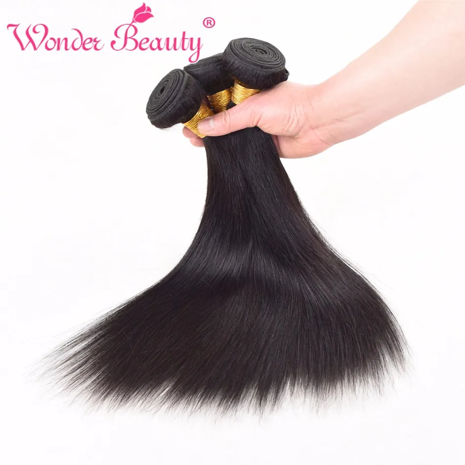 

Wonder Beauty Straight 100% Indian Human Hair Weaves 3 Bundles Deal Natural Black Hair Extensions 8-30 Inches Free Shipping