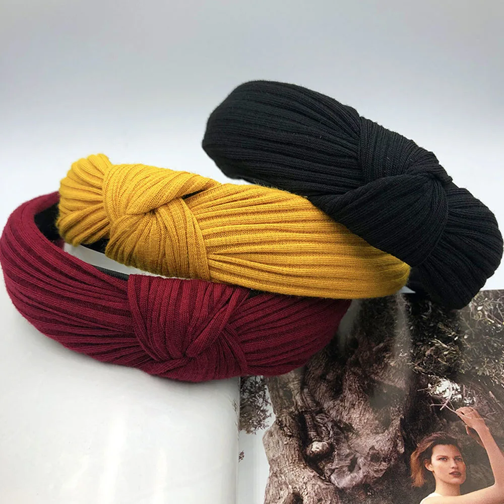 

2019 New Fashion Women Girls Hairband Solid Headwrap Knot Headband Elegant Headwear Elastic Hair Accessories Birthday Gifts