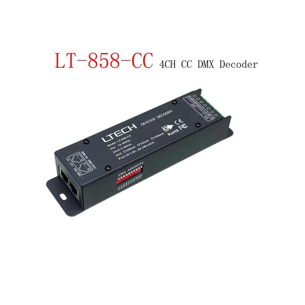 LTECH LT-858-CC 4CH cc DMX/RDM декодер входное напряжение 12-48Vdc