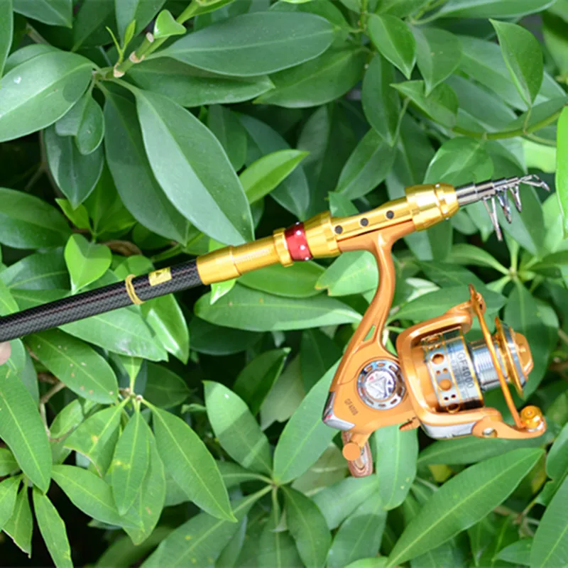 شحن مجاني 1.8-3.3 متر الذهب telescopiccarbon الألياف الصيد رود غزل الصيد بكرة كومبو أطقم شحن مجاني 1.8-3.3 متر الذهب telescopiccarbon الألياف الصيد رود غزل الصيد بكرة كومبو أطقم