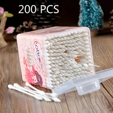 Высококачественная ватная Подушечка для чистки красоты с двойной головкой ватная палочка 200 шт