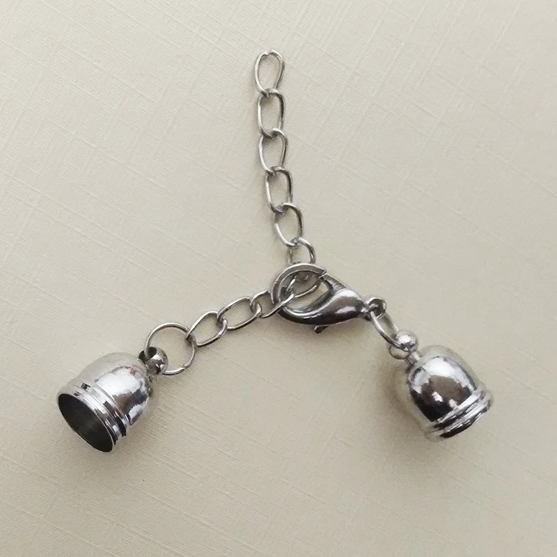 

tassel caps Extended extension chains lobster clasps necklace leather cords Textured connector glue on ends beads jump rings kit
