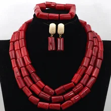 Сказочный Красный Нигерийский Африканский Свадебный Коралл бусы ювелирный набор традиционные индийские свадебные украшения SetFree CNR445
