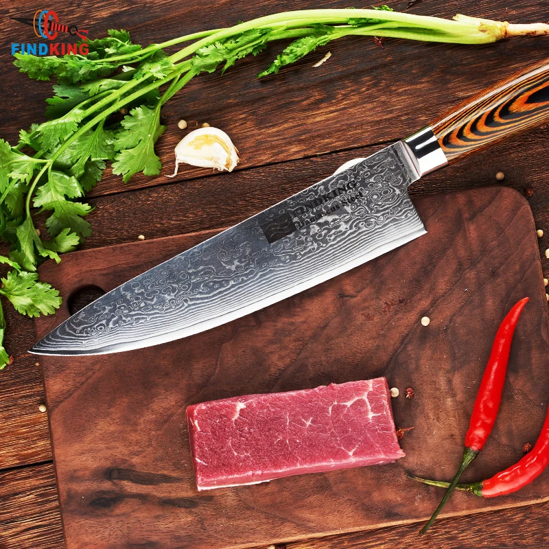 FINDKING кухонные ножи 2019 лучший дамасский стальной клинок деревянная ручка 8 дюймов