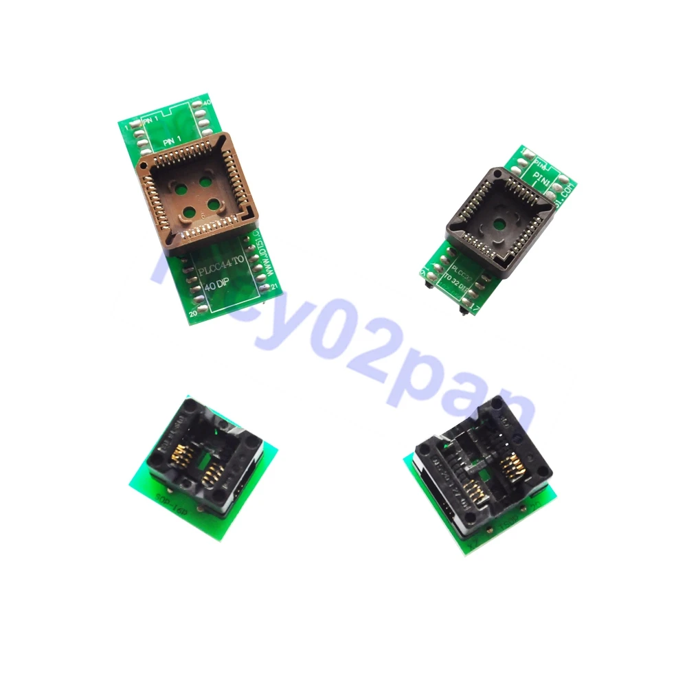 

4PCS Programmer IC Sockets includes PLCC32-32,PLCC44-40,SOP8-DIP8 Adapter Kit,for TNM5000/TL866/WellonI/Willem EPROM programmer