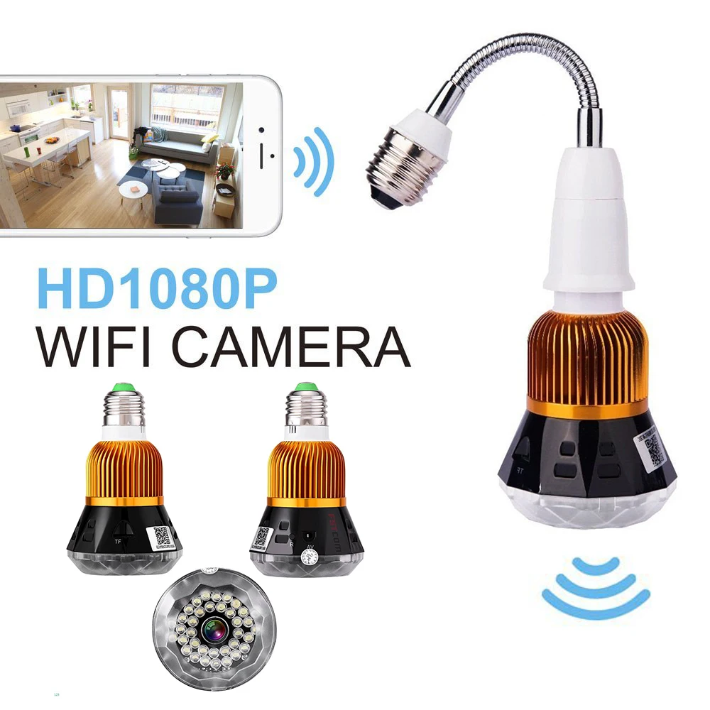 

HD 1080 WiFI IP Camera Home Bulb Remote Monitoring CCTV Camera TF Storage Support Android And IOS Device Day and Night Vision